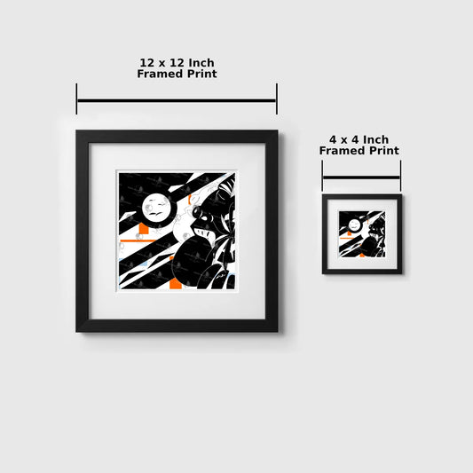 Two framed prints with dimensions labeled on a white background