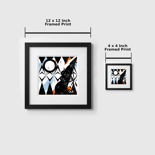 Two framed prints with dimensions labeled on a white background
