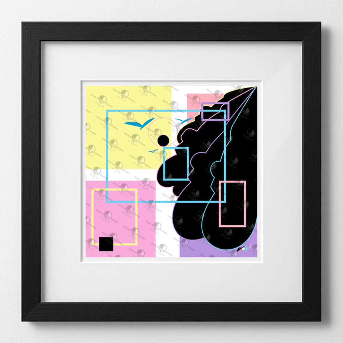 Vibrant art print titled “80s Baby” featuring bold colors and Afrocentric design by Mack Bo Ross, celebrating Black creativity and ambition.