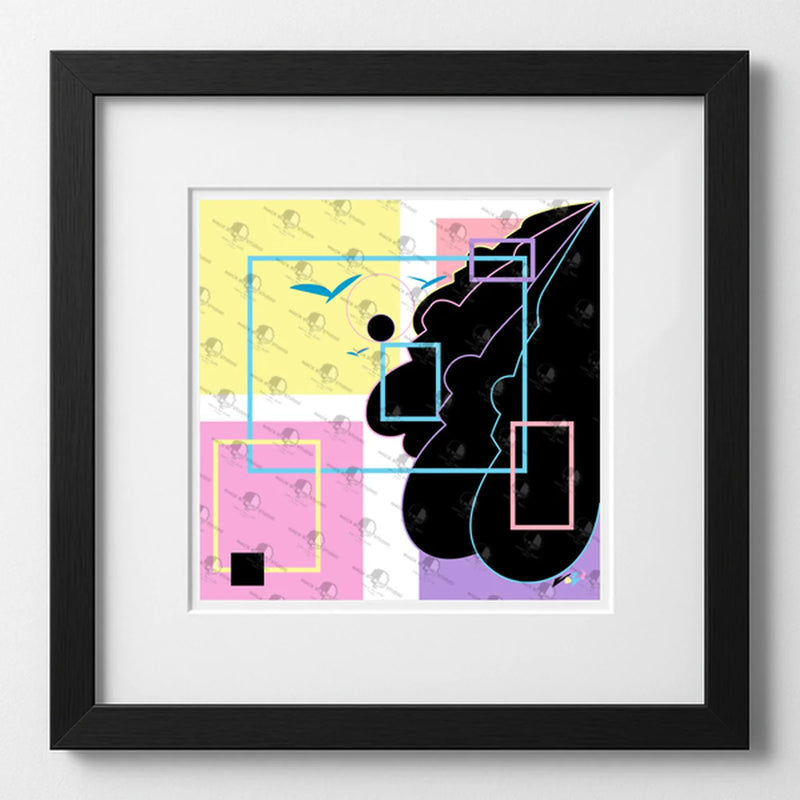 Vibrant art print titled “80s Baby” featuring bold colors and Afrocentric design by Mack Bo Ross, celebrating Black creativity and ambition.
