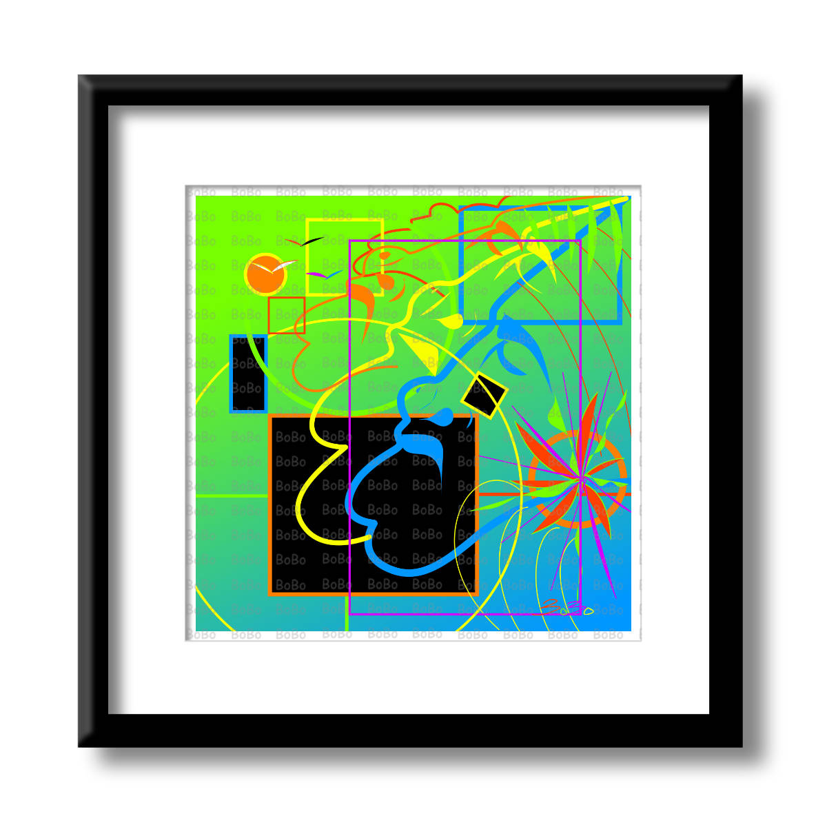 Limited edition African art print featuring vibrant tribal patterns and bold colors by Mack Bo Ross