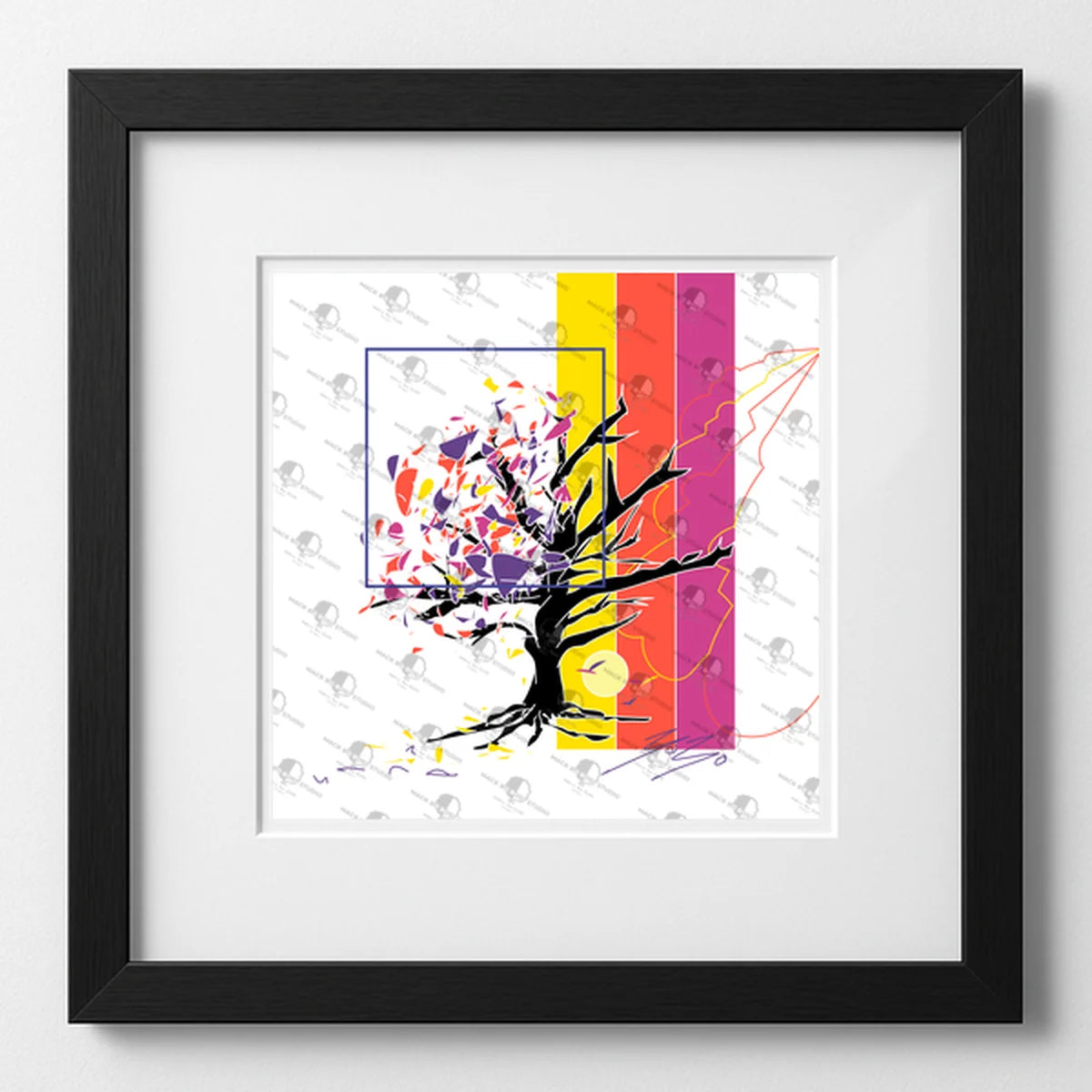 Vibrant art print titled “Broken featuring bold colors and Afrocentric design by Mack Bo Ross, celebrating Black creativity and ambition.