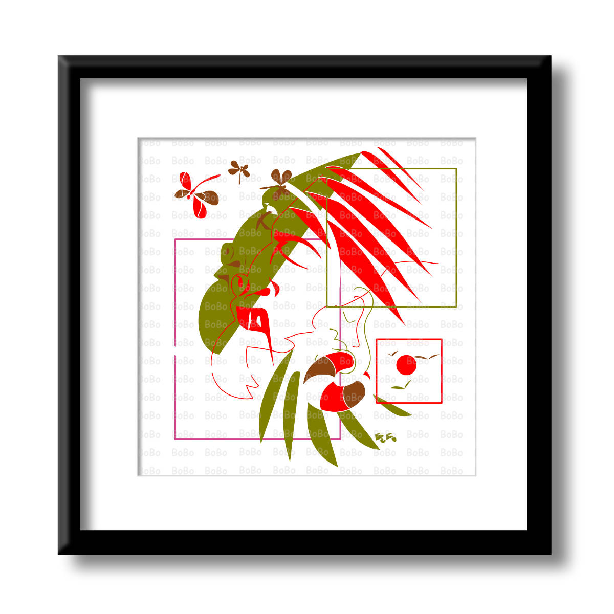 Limited edition African art print featuring vibrant tribal patterns and bold colors by Mack Bo Ross