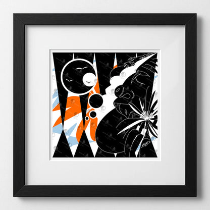 Vibrant art print titled “Fall Is Near” featuring bold colors and Afrocentric design by Mack Bo Ross, celebrating Black creativity and ambition.