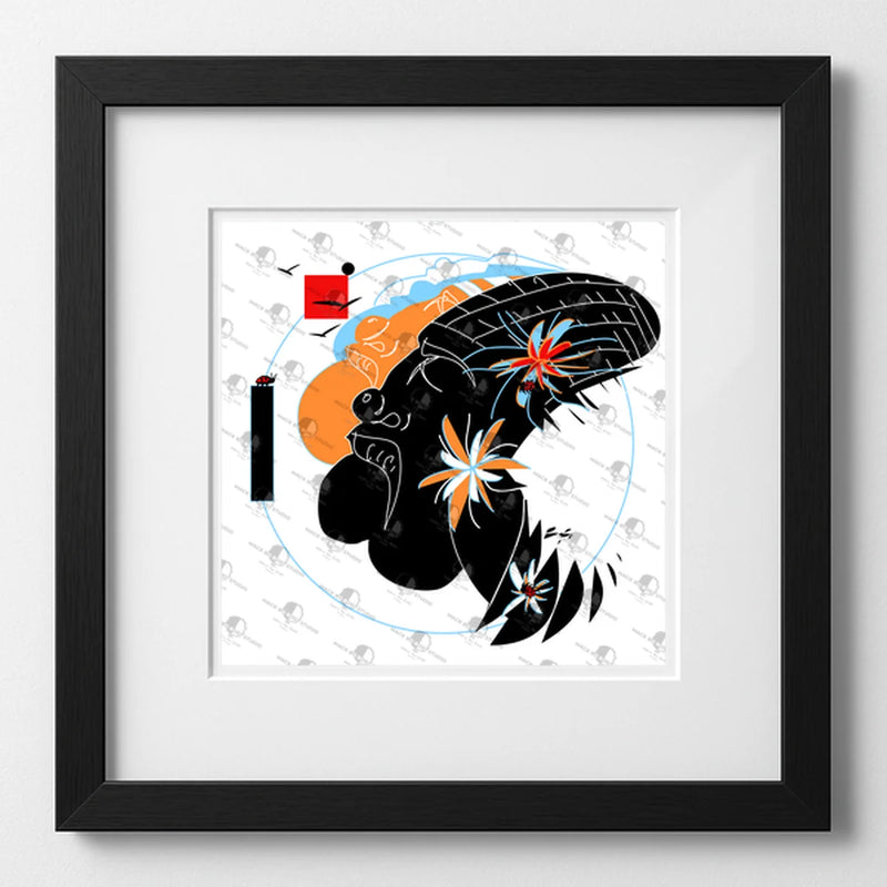 Vibrant art print titled “Lady Bug” featuring bold colors and Afrocentric design by Mack Bo Ross, celebrating Black creativity and ambition.