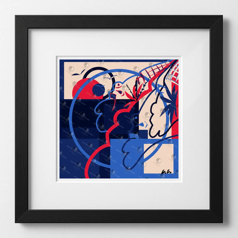 Vibrant art print titled “Rising Sun” featuring bold colors and Afrocentric design by Mack Bo Ross, celebrating Black creativity and ambition.