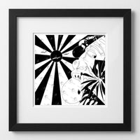 Vibrant art print titled “Snine” featuring bold colors and Afrocentric design by Mack Bo Ross, celebrating Black creativity and ambition.