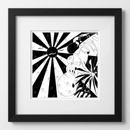 Vibrant art print titled “Snine” featuring bold colors and Afrocentric design by Mack Bo Ross, celebrating Black creativity and ambition.