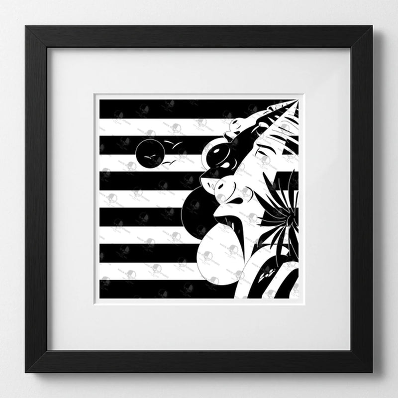 Vibrant art print titled “Strides” featuring bold colors and Afrocentric design by Mack Bo Ross, celebrating Black creativity and ambition.