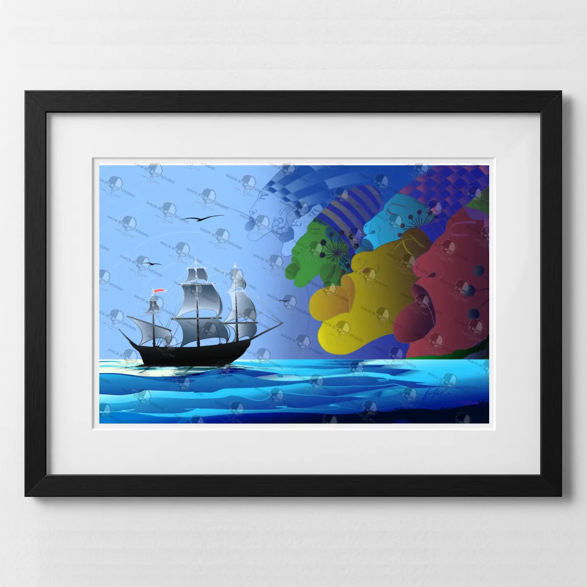 Limited edition African art print featuring vibrant tribal patterns and bold colors by Mack Bo Ross