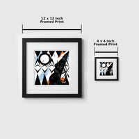 Two framed prints with dimensions labeled on a white background