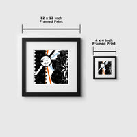 Two framed prints with dimensions labeled on a white background
