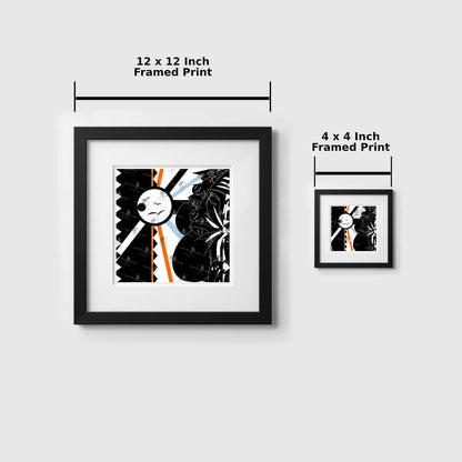 Two framed prints with dimensions labeled on a white background
