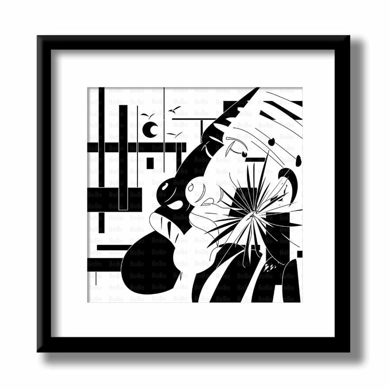 Beautiful 12 inch by 12 inch black and white print on premium matte bright white acid-free photo paper 230 gsm, using Canon Pixma 200 and finestra paper by artist Mack Bo Ross aka Bobo aka Addictivescribbles from Madison, Wisconsin.